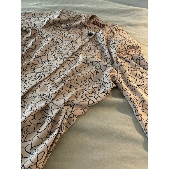 Vintage Lisa II Litd. 80s dress blue abstract floral on beige - Picture 2 of 9